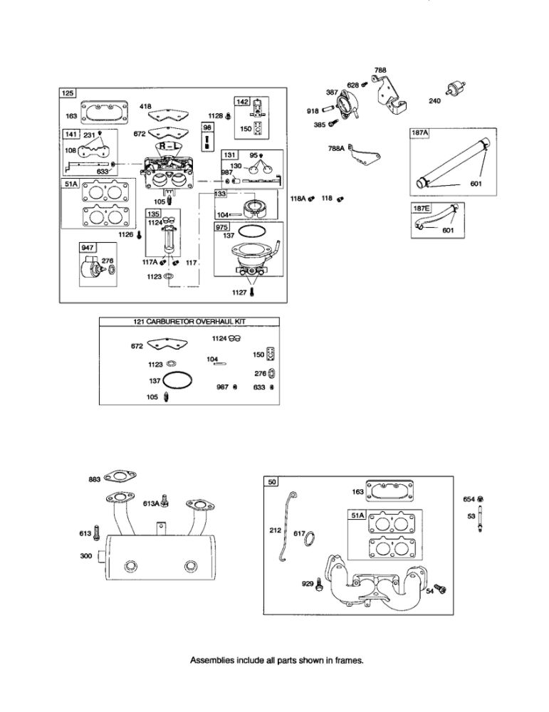 Manifold-Intake/Carburetor Diagram and Parts List for 44M700 0110-0121 Briggs and Stratton Engine